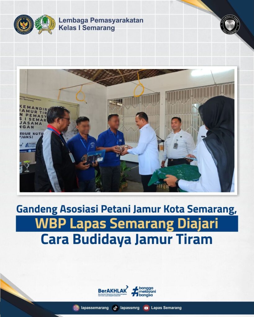 Gandeng Asosisasi Petani Jamur Kota Semarang, WBP Lapas Semarang Diajari Cara Budidaya Jamur Tiram